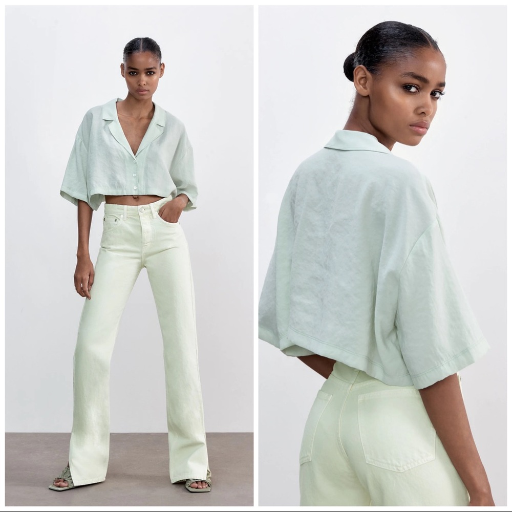 Dreamy Zara full-length straight leg slit jeans